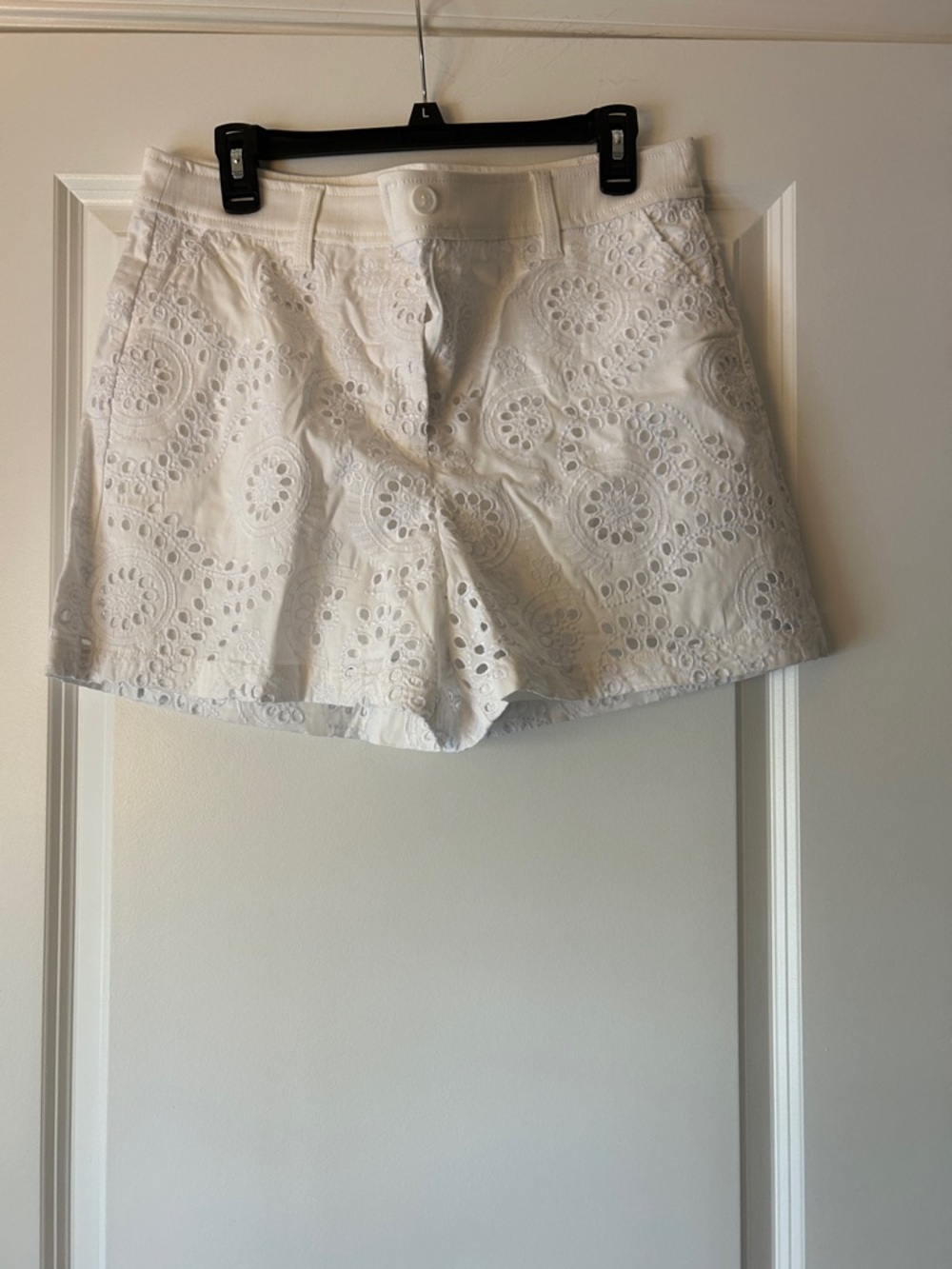 Boston Proper White Eyelet High-Waist Shorts